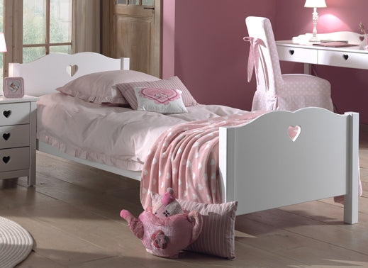 Vipack Amori Kids Bed With Trundle, Bedside Drawers, 3 Door Wardrobe, Desk & Bookcase - White