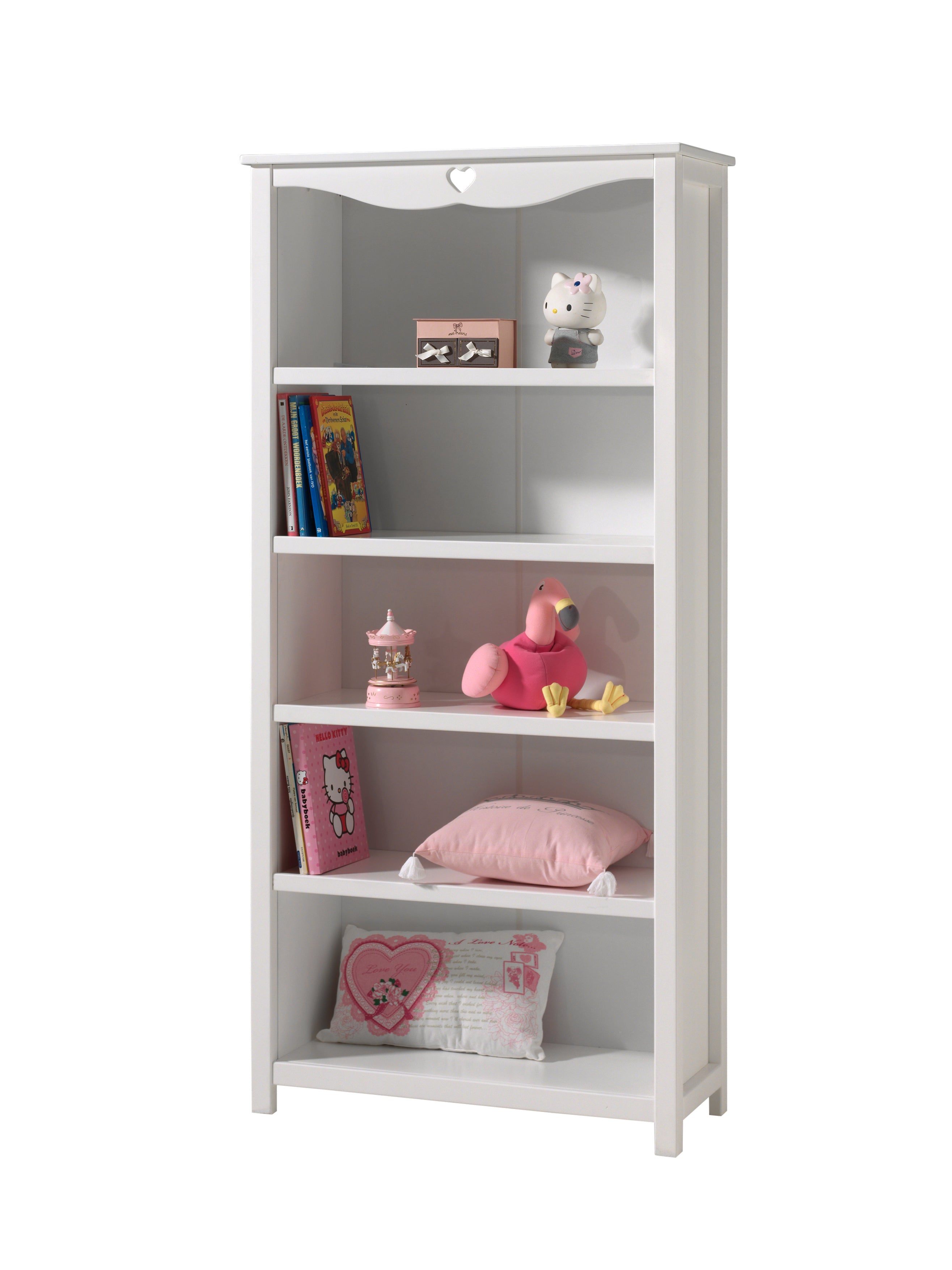 Vipack Amori Kids Bed With Slats, Bedside Drawers, 3 Door Wardrobe, Desk & Bookcase - White