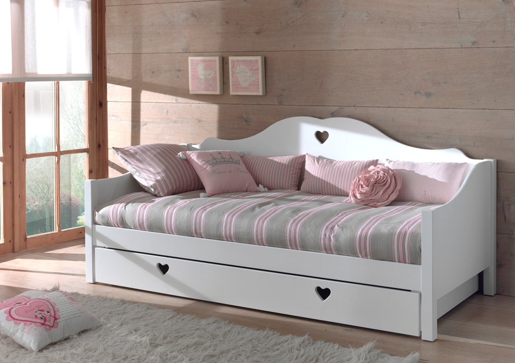 Vipack Amori Love Heart Single Day Bed & Trundle - White