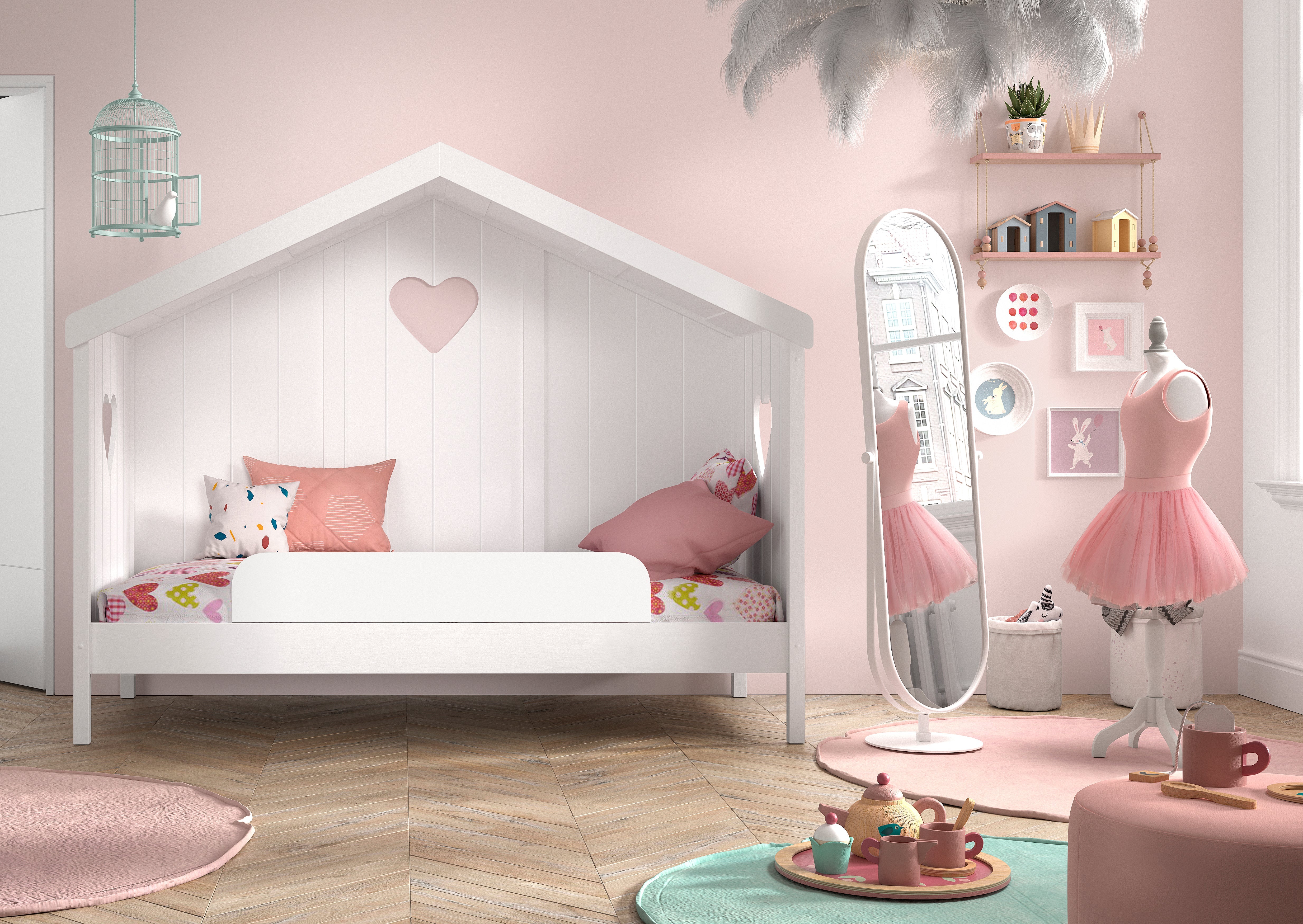 Vipack Amori House Bed With Slats & Safety Rail - White