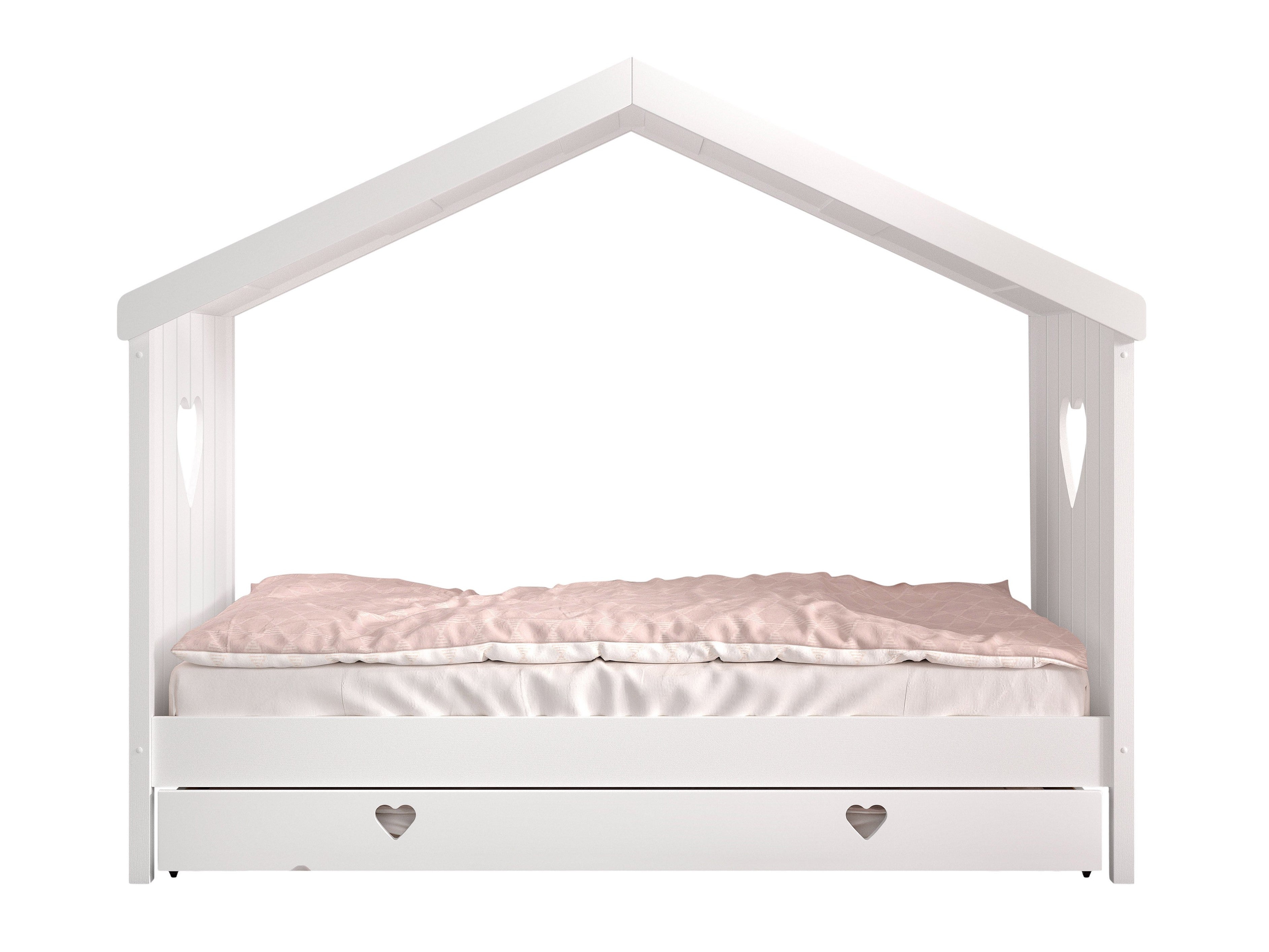 Vipack Amori Open House Bed With Slats & Trundle - White