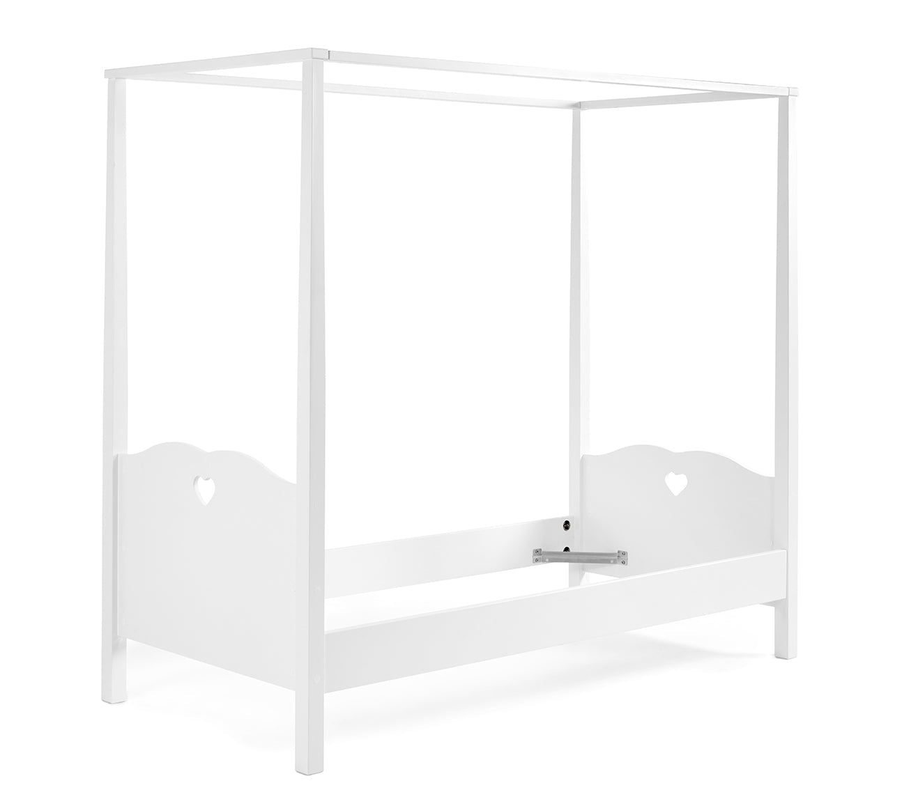 Vipack Amori Kids Four Poster Bed With Canopy, Bedside Drawers & 2 Door Wardrobe - White