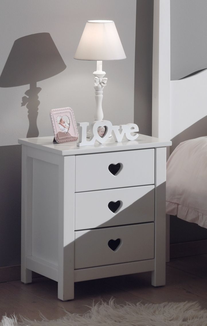 Vipack Amori Kids Four Poster Bed With Canopy, Slats, Bedside Drawers & 2 Door Wardrobe - White