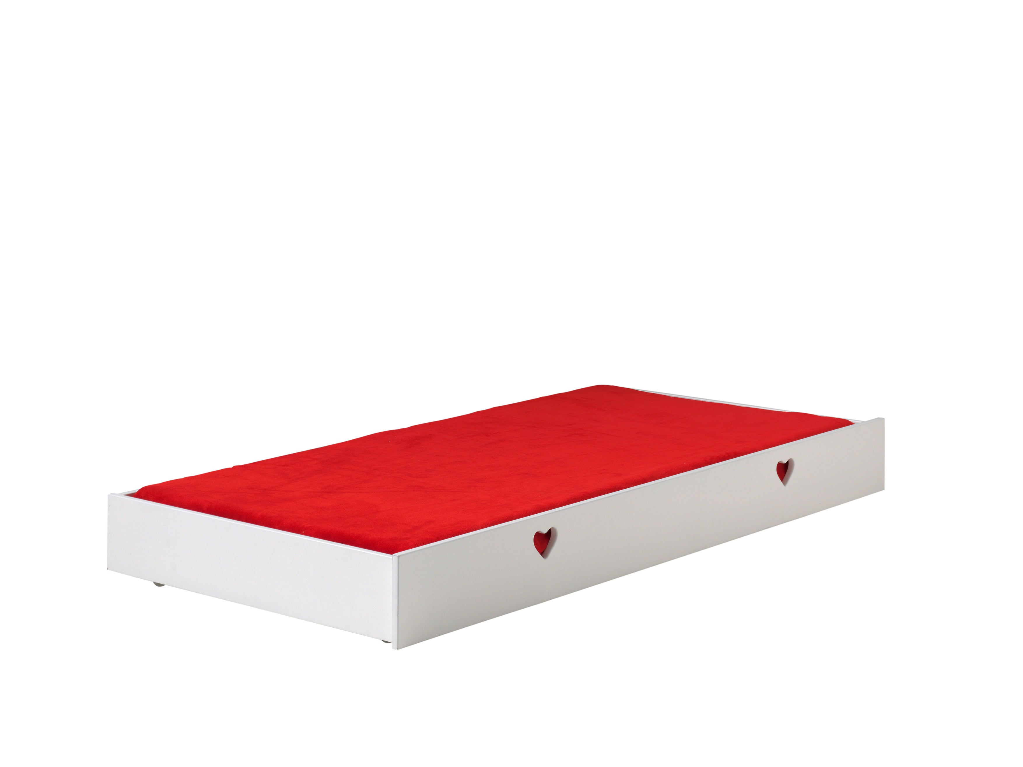 Vipack Amori Love Heart Single Day Bed, Trundle, Bedside Drawers, 3 Door Wardrobe & Desk - White