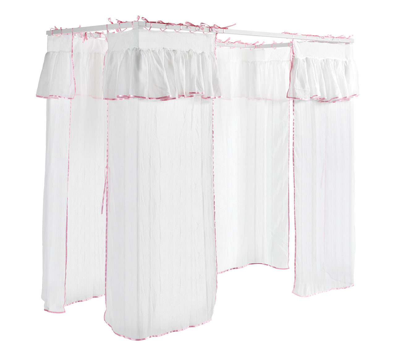 Vipack Amori Kids Four Poster Bed With Canopy, Bedside Drawers & 2 Door Wardrobe - White