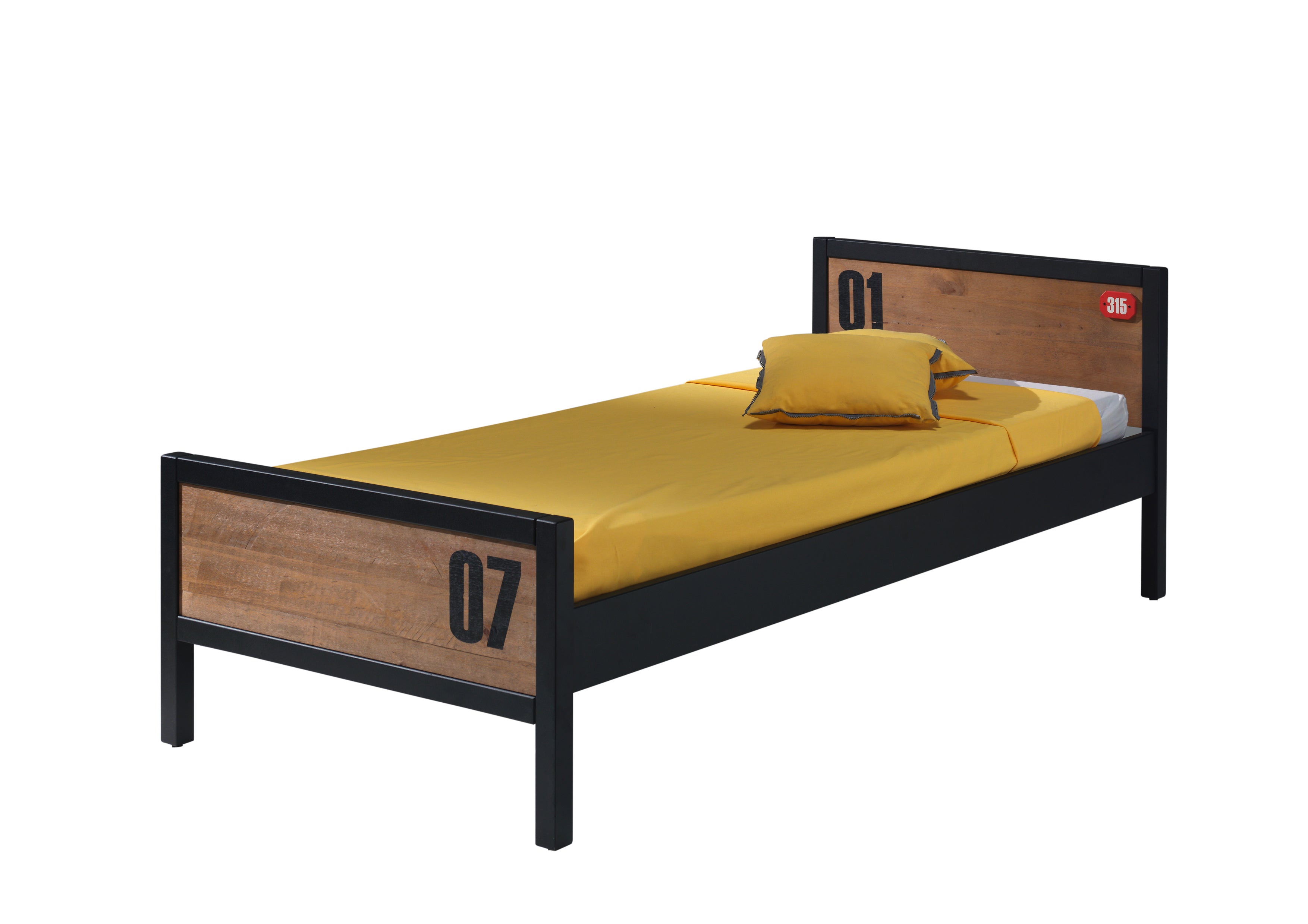 Vipack Alex Kids Bed with Bedside Drawers & Trundle - Black & Natural