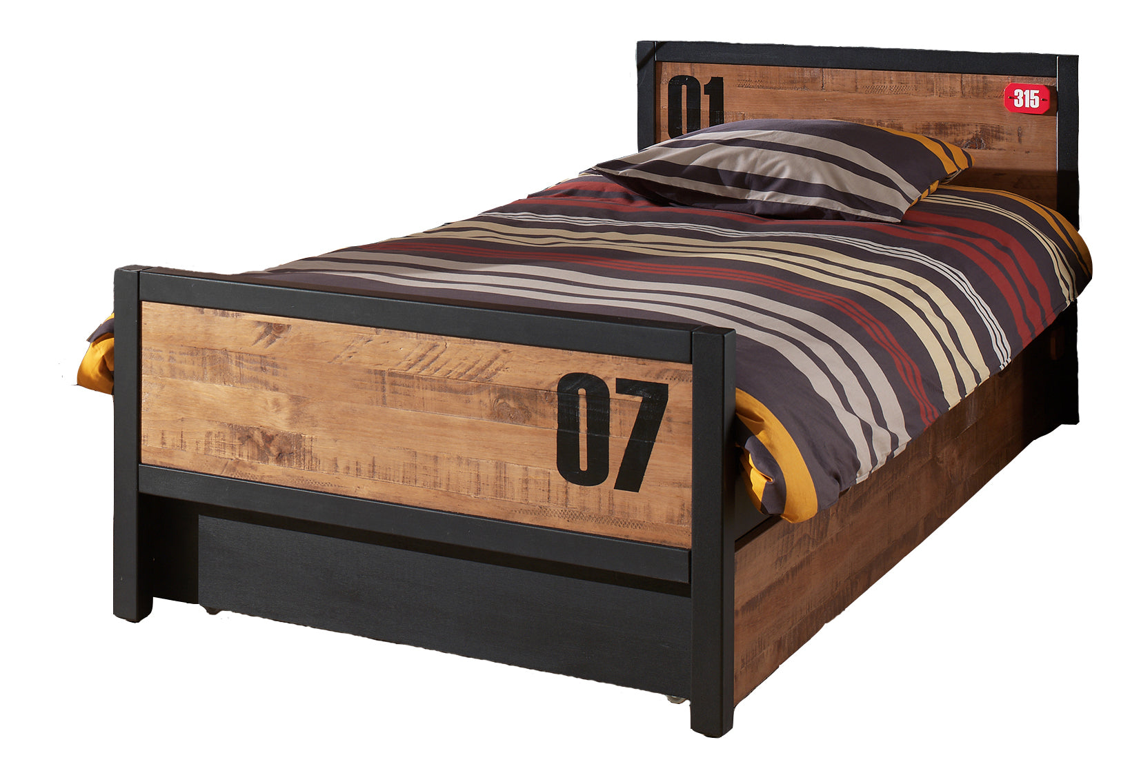 Vipack Alex Kids Bed With Trundle -Black & Natural