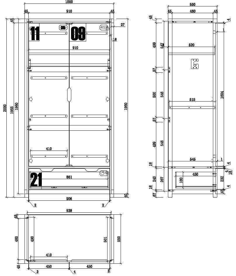 Vipack Alex Kids Bed With Bedside Drawers, Trundle, 2 Door Wardrobe, Desk & Bookcase - Black & Natural