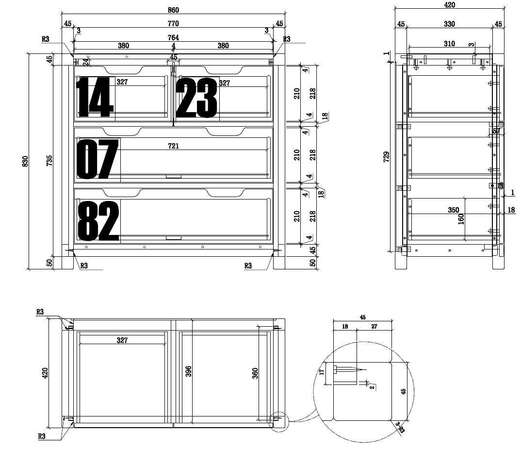 Vipack Alex Kids Bed with Bedside Drawers, Trundle, Chest of Drawers & 2 Door Wardrobe- Black & Natural