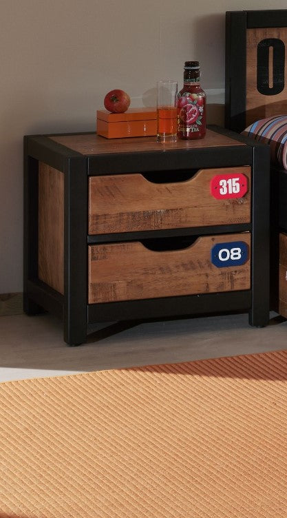 Vipack Alex Kids Bed With Bedside Drawers, Wardrobe & Trundle - Black & Natural