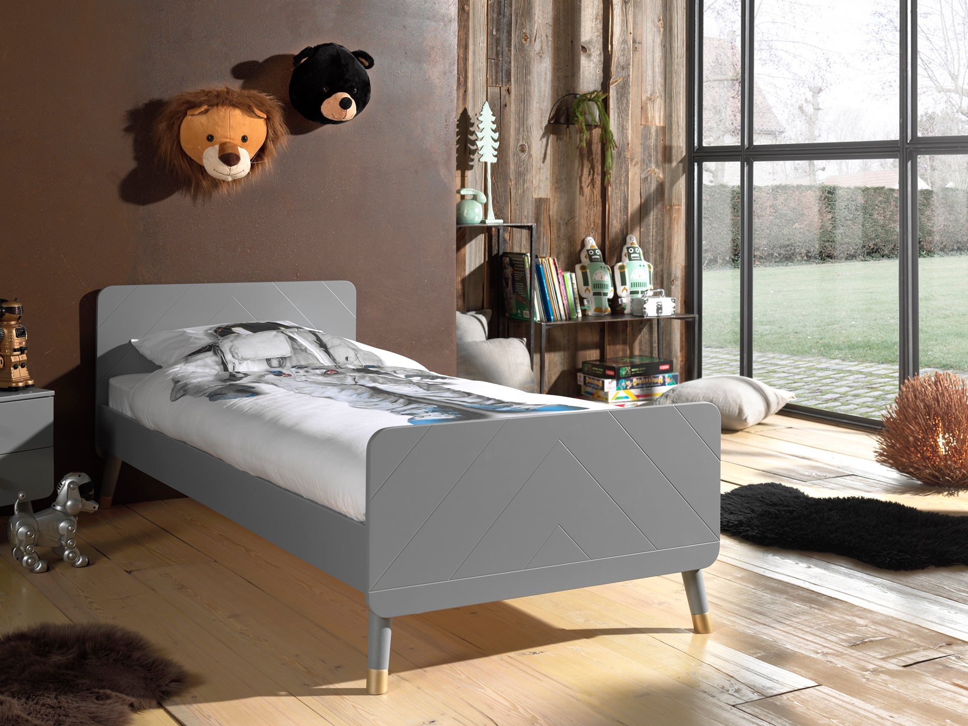 Vipack Billy Kids Bed With Bedside Drawers - Grey