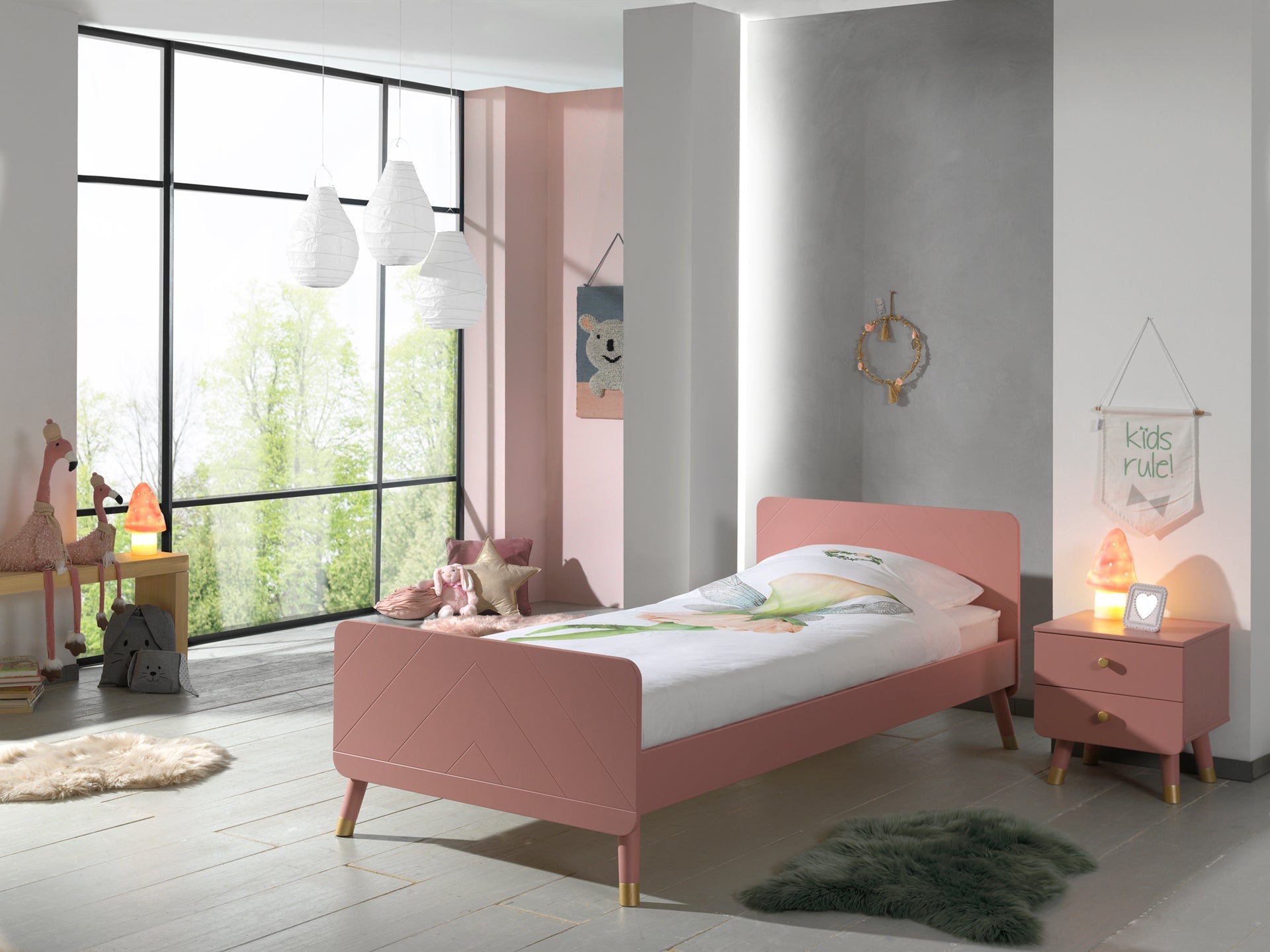 Vipack Billy Kids Bed With Bedside Drawers - Pink