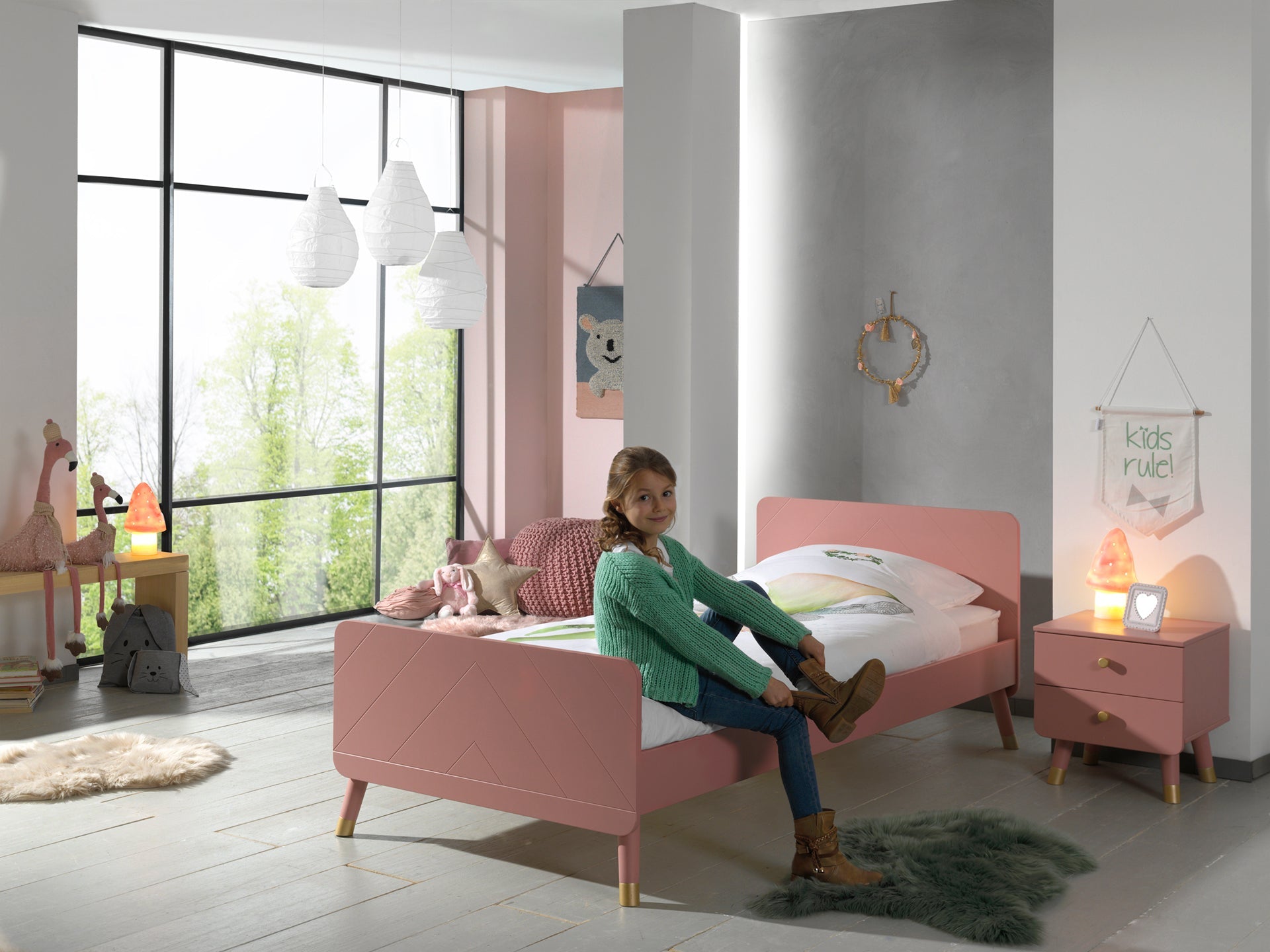 Vipack Billy Kids Bed With Bedside Drawers - Pink
