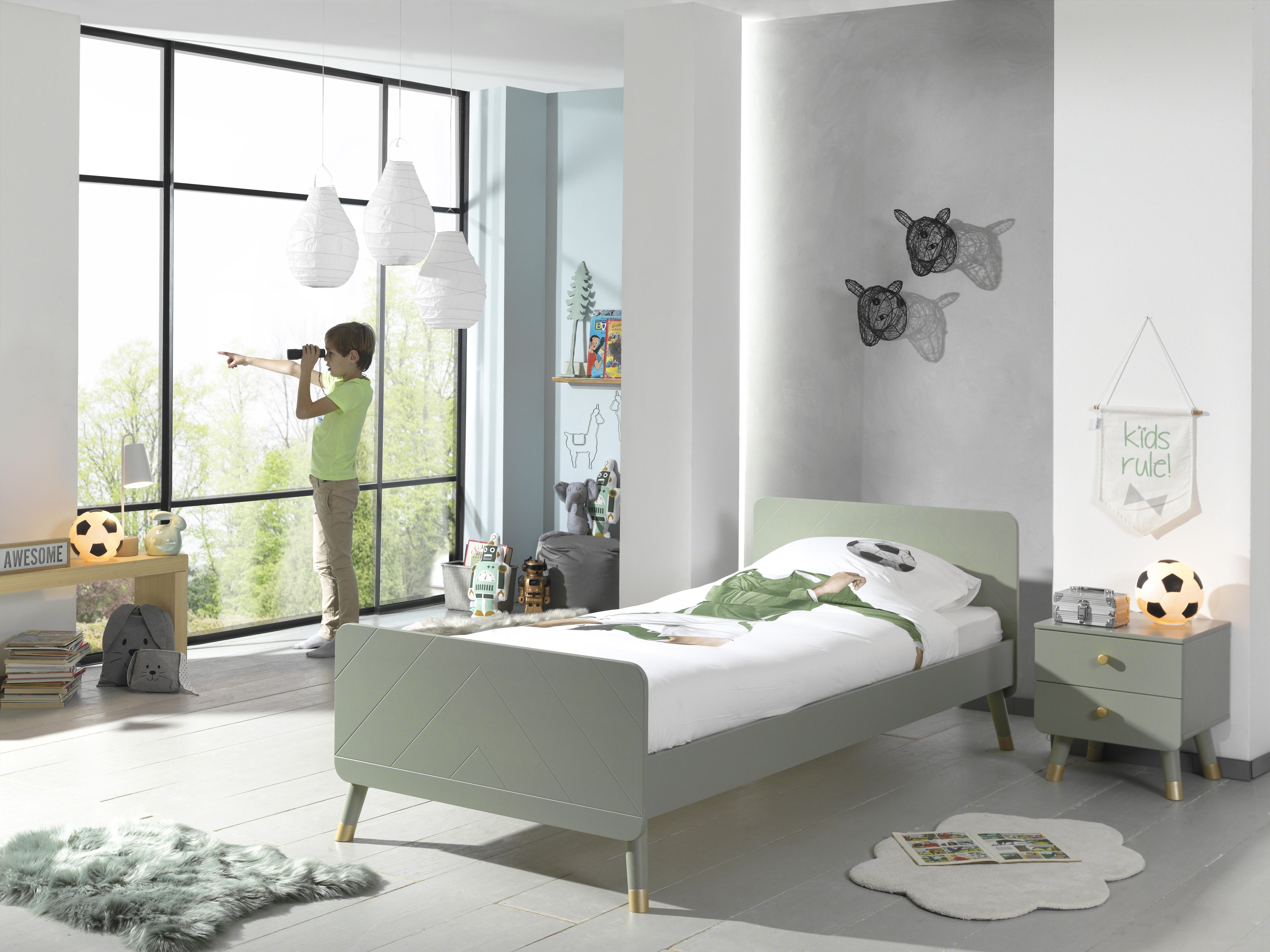 Vipack Billy Kids Bed With Bedside Drawers - Olive Green