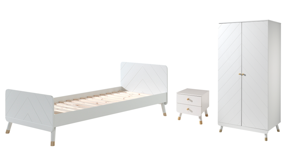 Vipack Billy Kids Bed With Bedside Drawers & 2 Door Wardrobe- White
