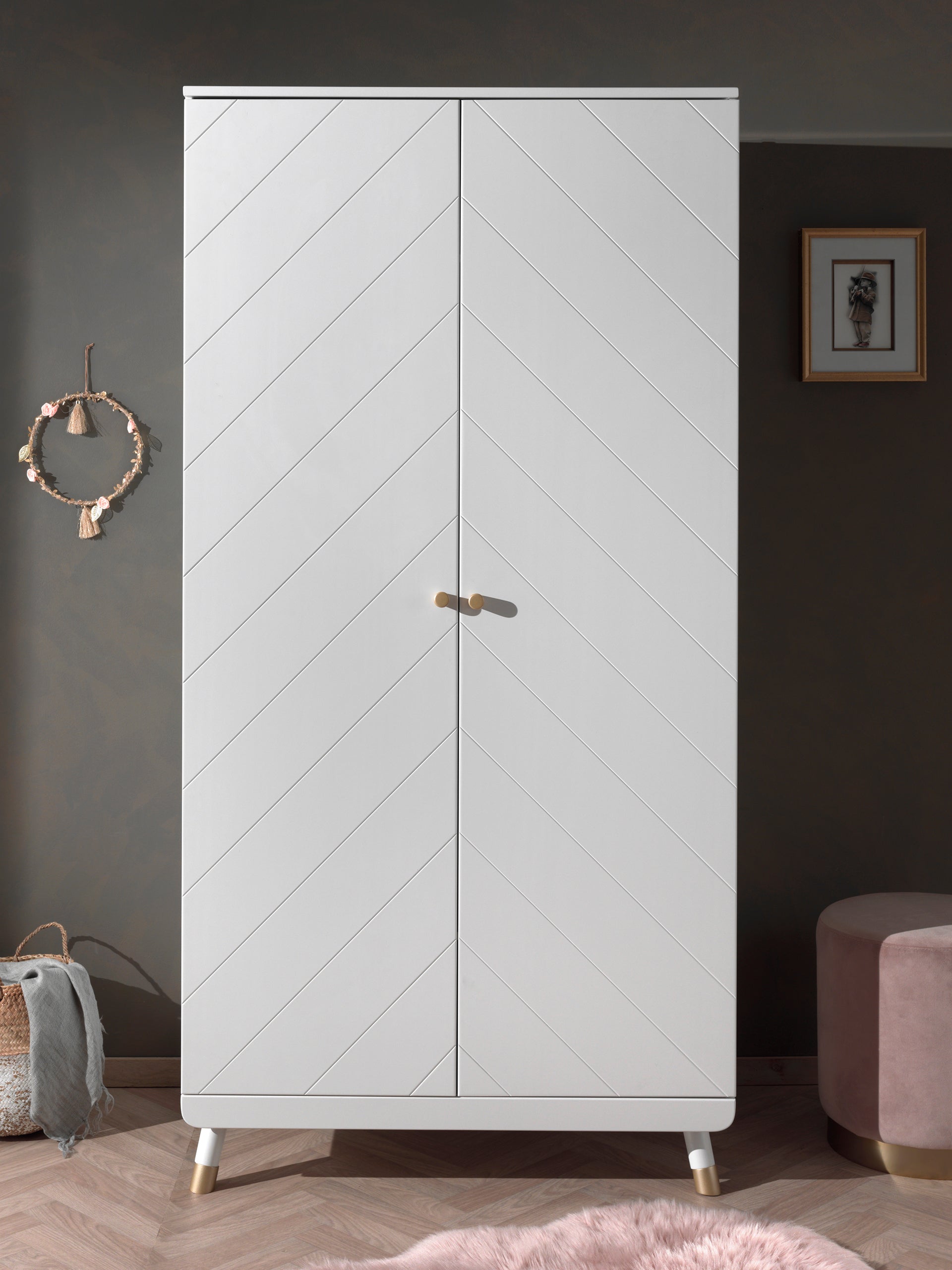 Vipack Billy Kids Bed With Bedside Drawers & 2 Door Wardrobe- White