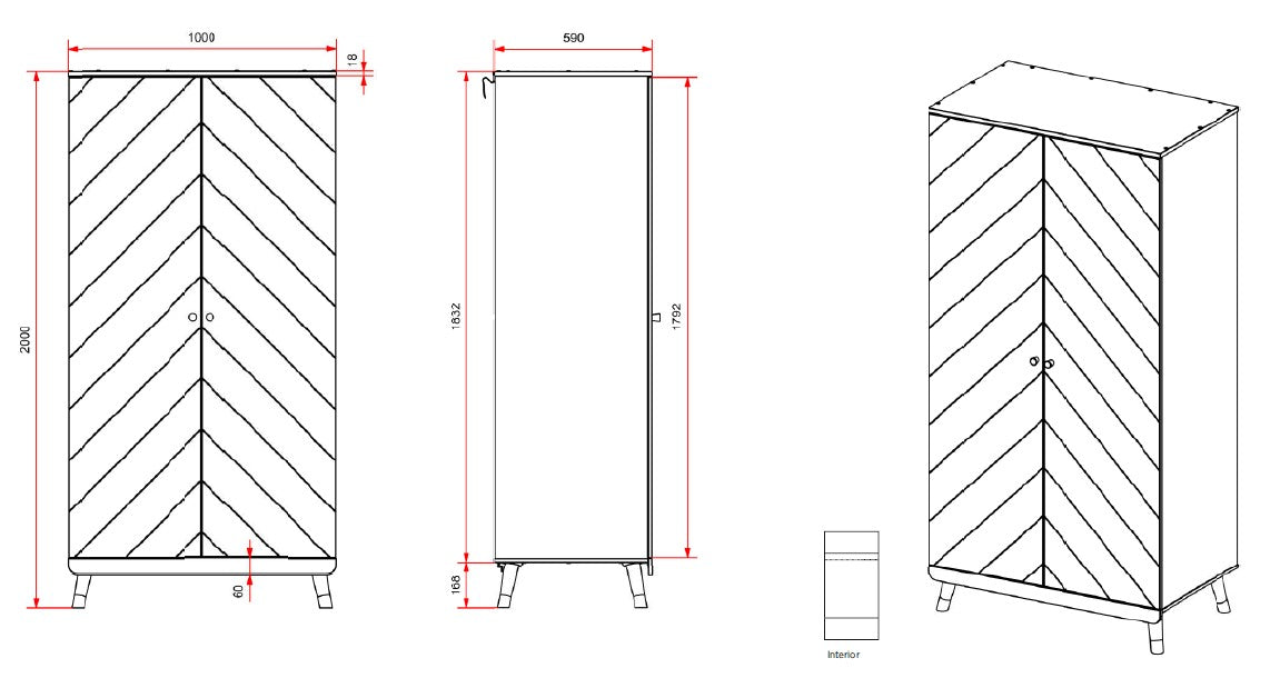 Vipack Billy Kids Bed With Bedside Drawers & 2 Door Wardrobe- White