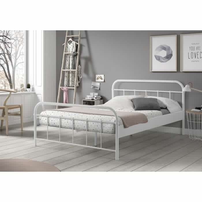 Vipack Boston Kids Metal Double Bed 140cm x 200cm - White