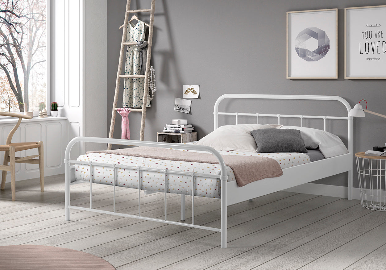 Vipack Boston European Double Bed With Slats - White