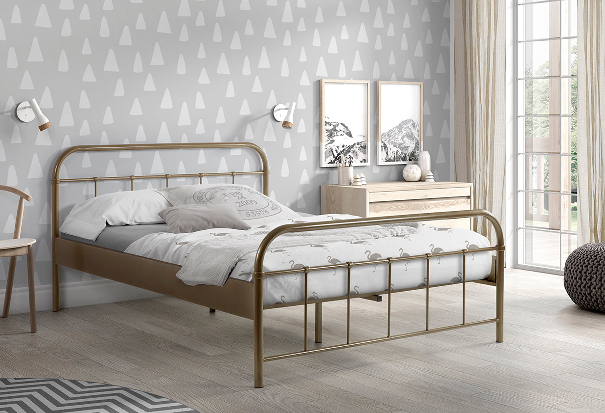 Vipack Boston European Double Bed With Slats - Bronze