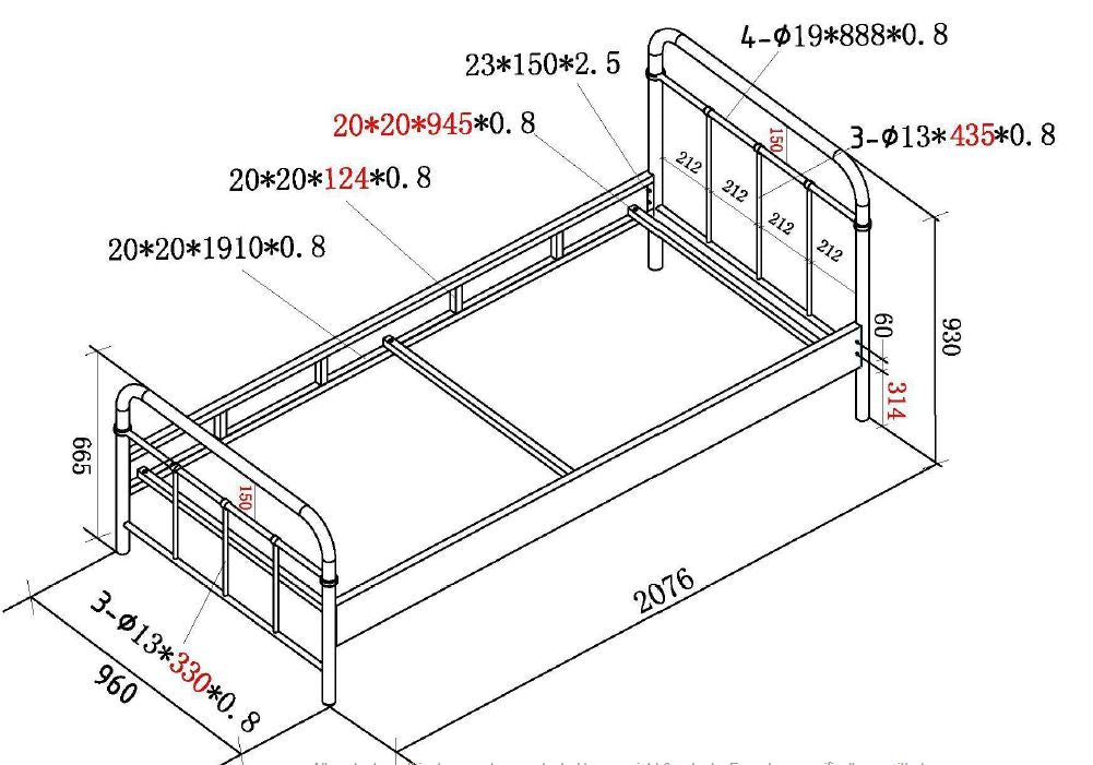 Vipack Boston Single Kids Bed With Slats - White