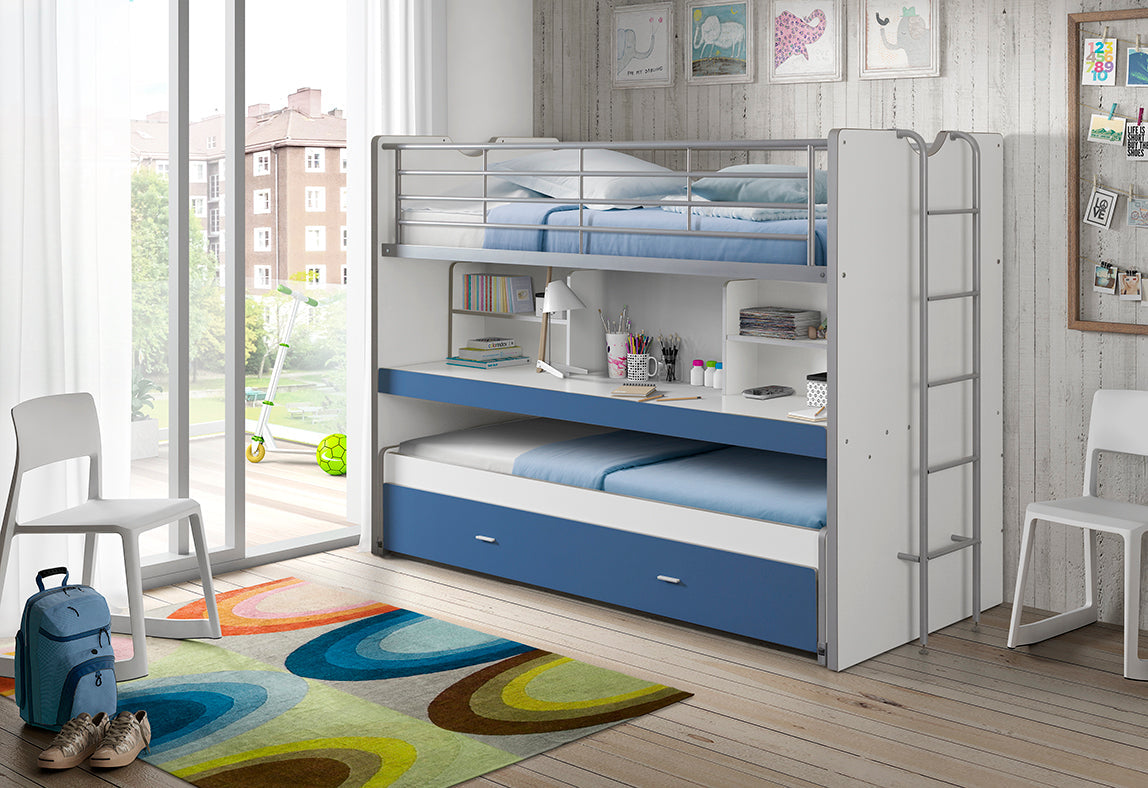 Vipack Bonny High Sleeper Kids Bed with Desk - Blue