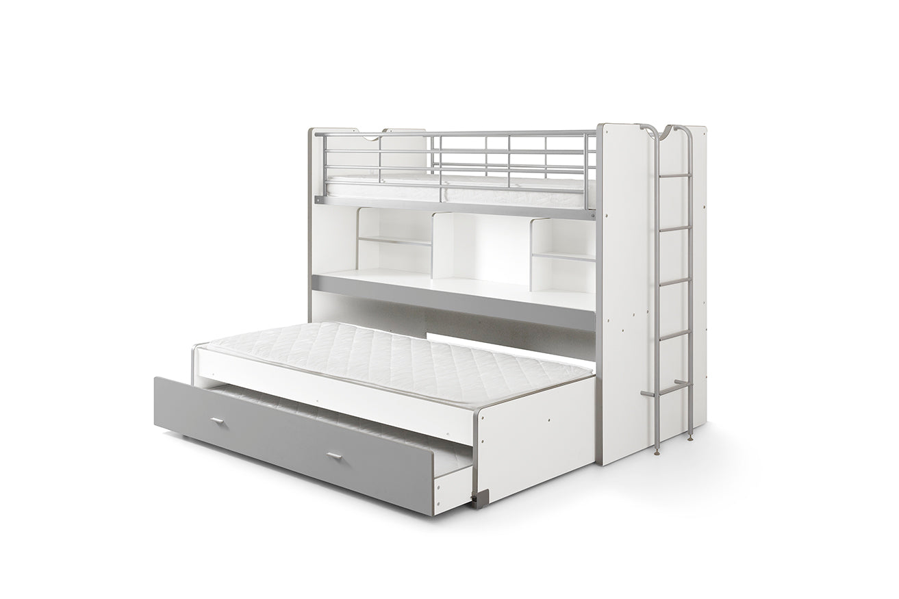 Vipack Bonny High Sleeper Kids Bed with Desk- Silver & White
