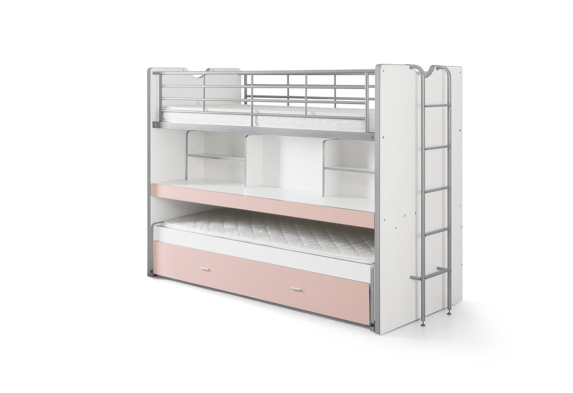 Vipack Bonny High Sleeper Kids Bed with Desk - Light Pink