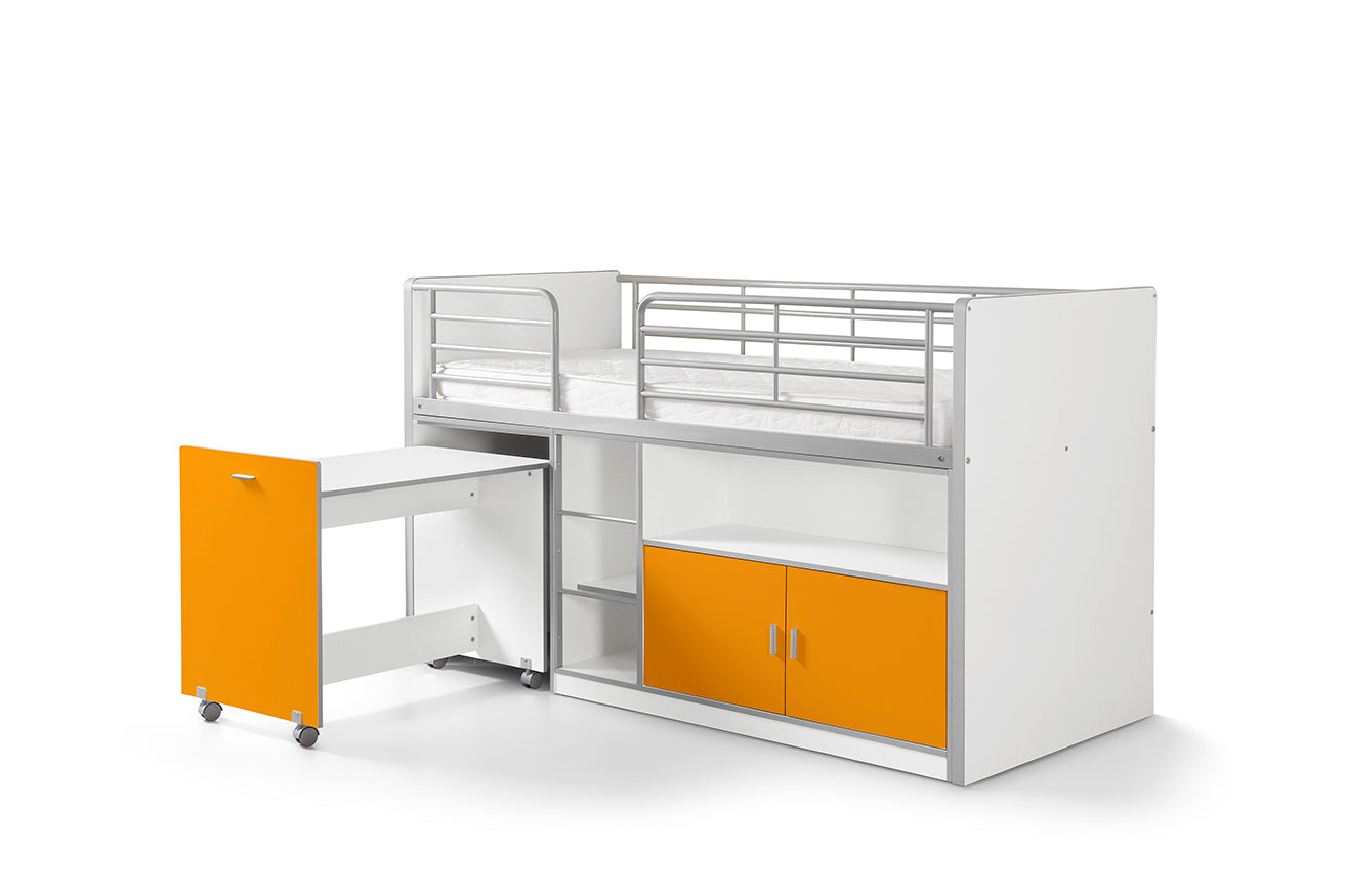 Vipack Bonny Mid Sleeper Kids Bed with Desk & Storage - Orange