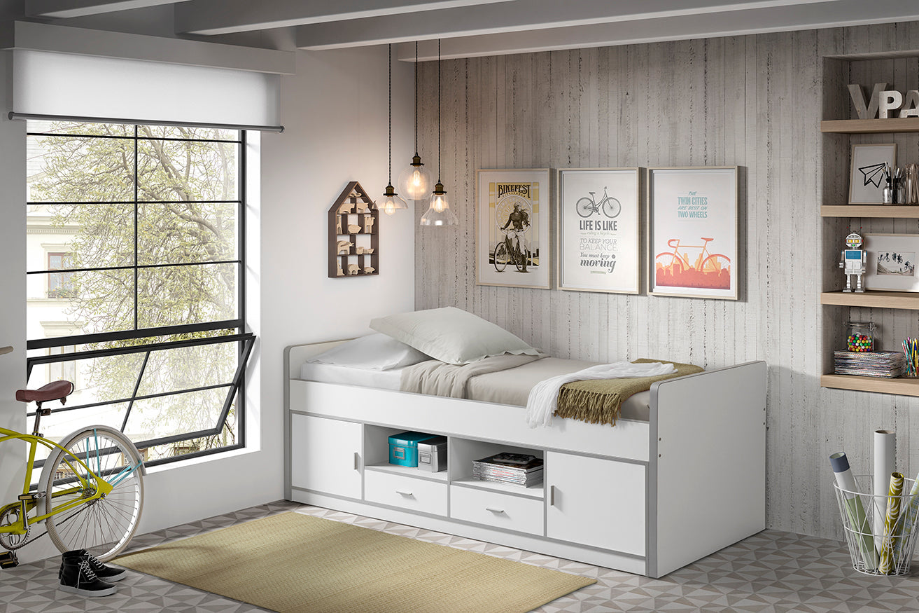 Vipack Bonny Mid Sleeper Kids Bed with Storage - White
