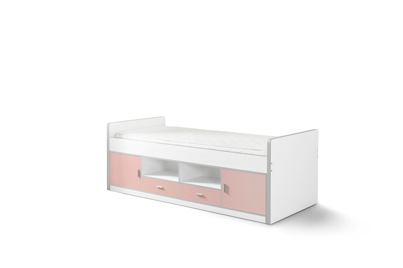 Vipack Bonny Mid Sleeper Kids Bed with Storage - Light Pink