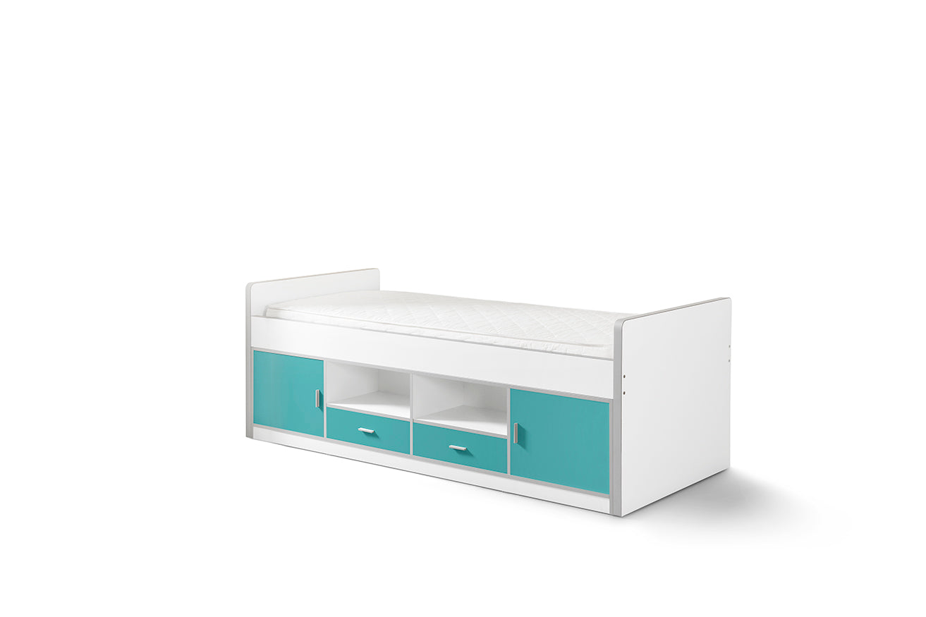 Vipack Bonny Mid Sleeper Kids Bed With Storage & Slatted Frame - Turquoise