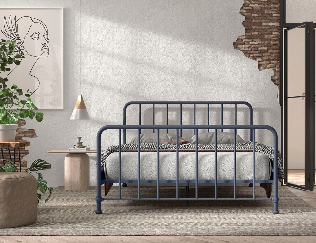 Vipack Bronxx Kids Metal Double Bed 160cm x 200cm - Denim Blue