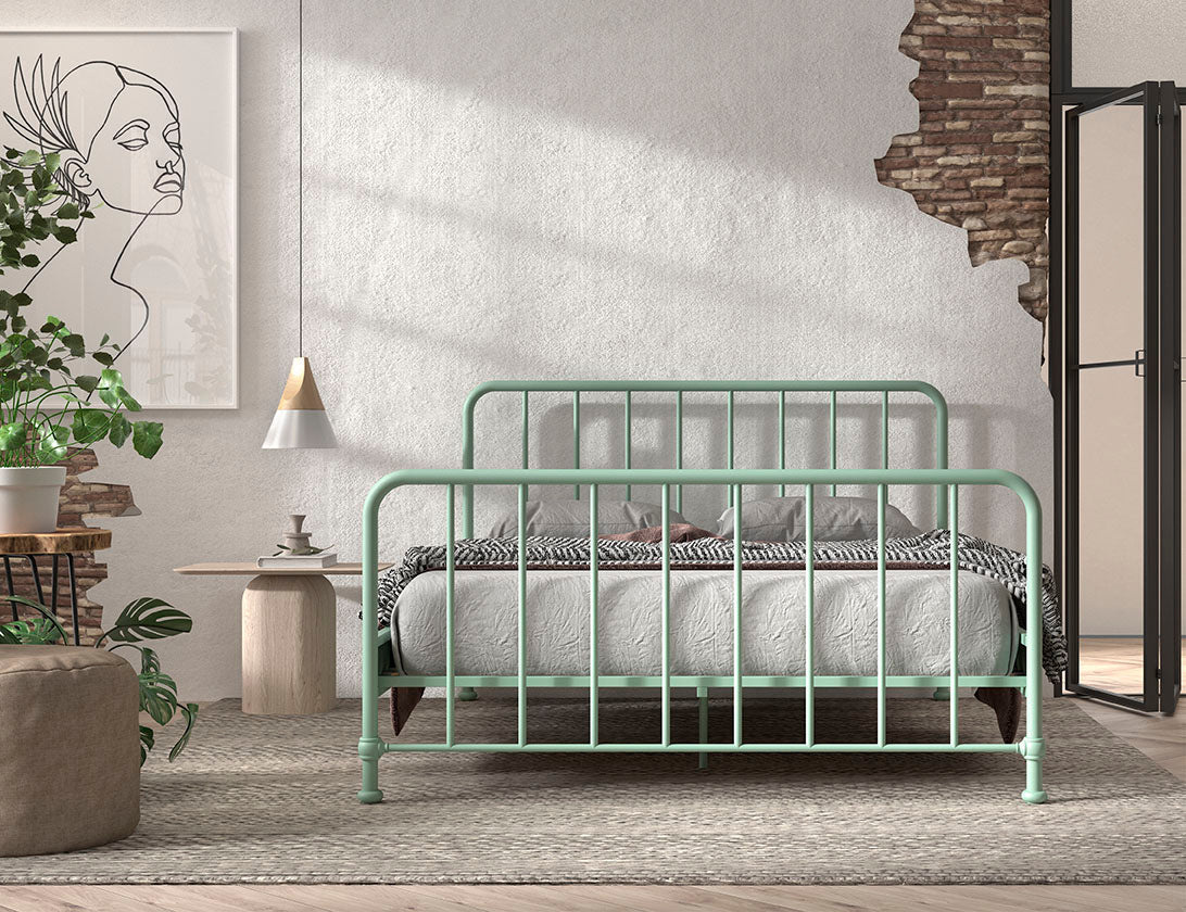 Vipack Bronxx Kids Metal Double Bed 160cm x 200cm - Olive Green