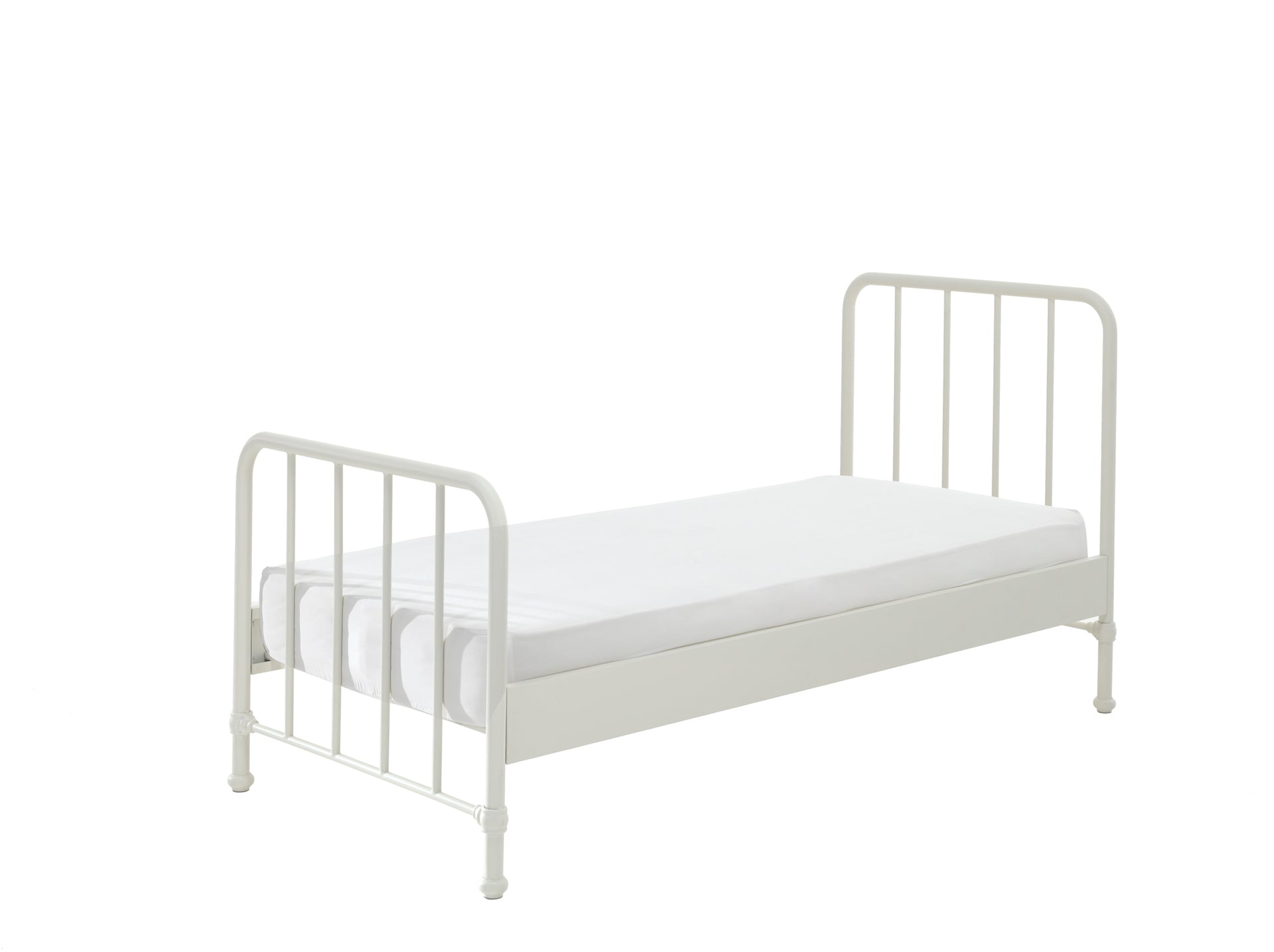 Vipack Bronxx Kids Single Metal Bed with Bedside Locker - White