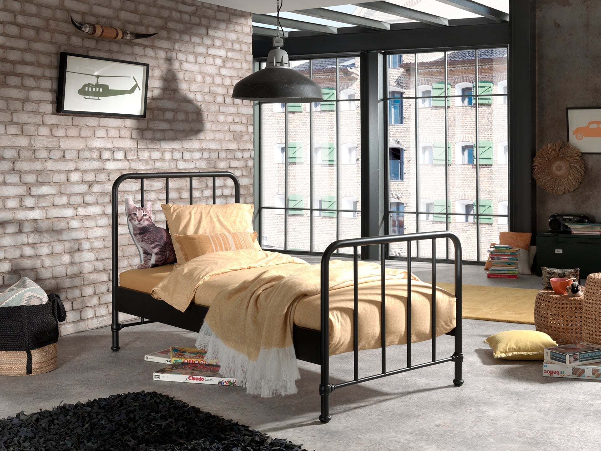 Vipack Bronxx Kids Single Metal Bed - Black