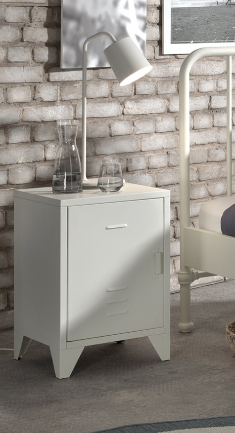 Vipack Bronxx Kids Single Metal Bed with Bedside Locker - White