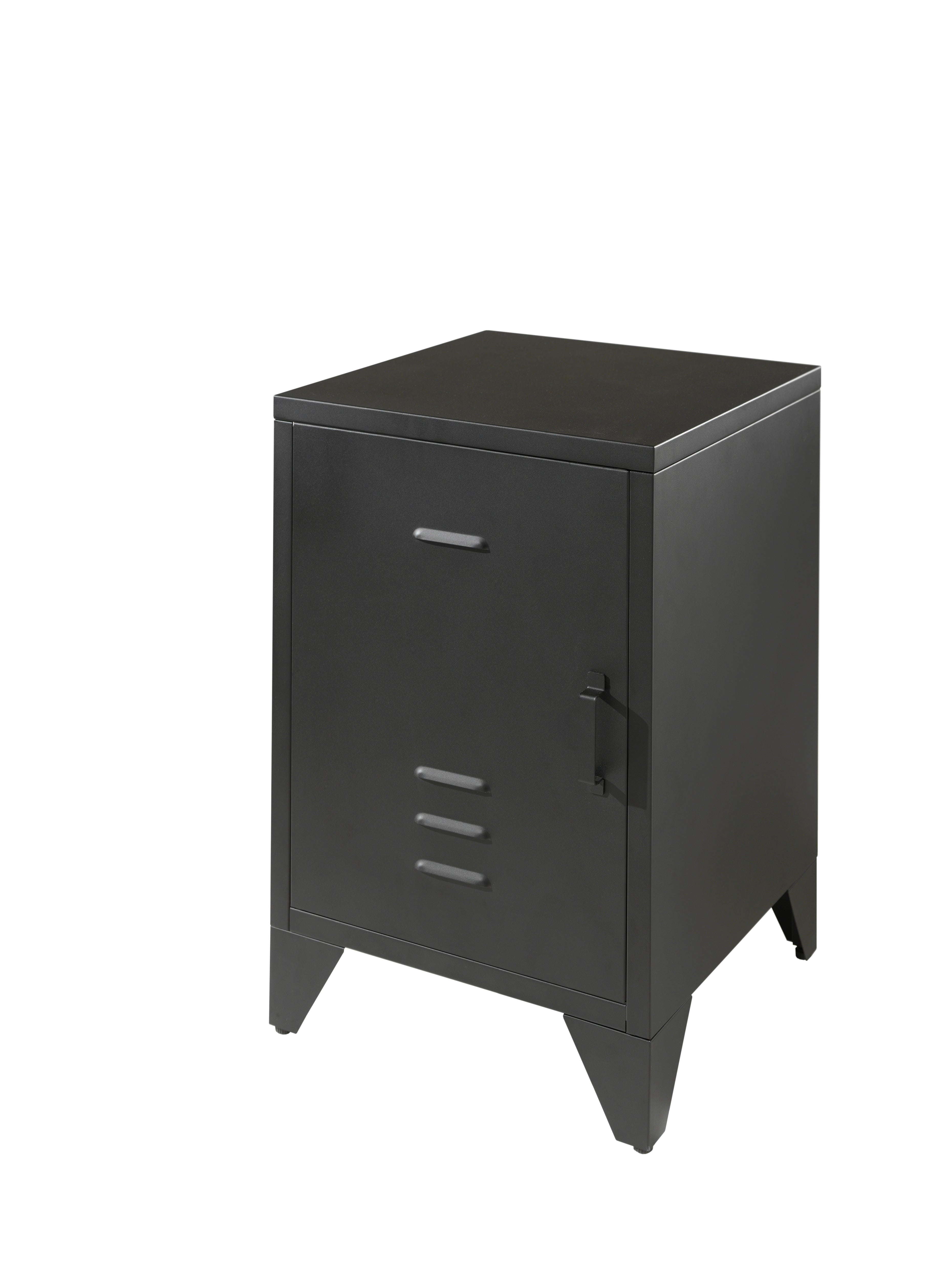 Vipack Bronxx Kids Single Metal Bed with Bedside Locker - Black