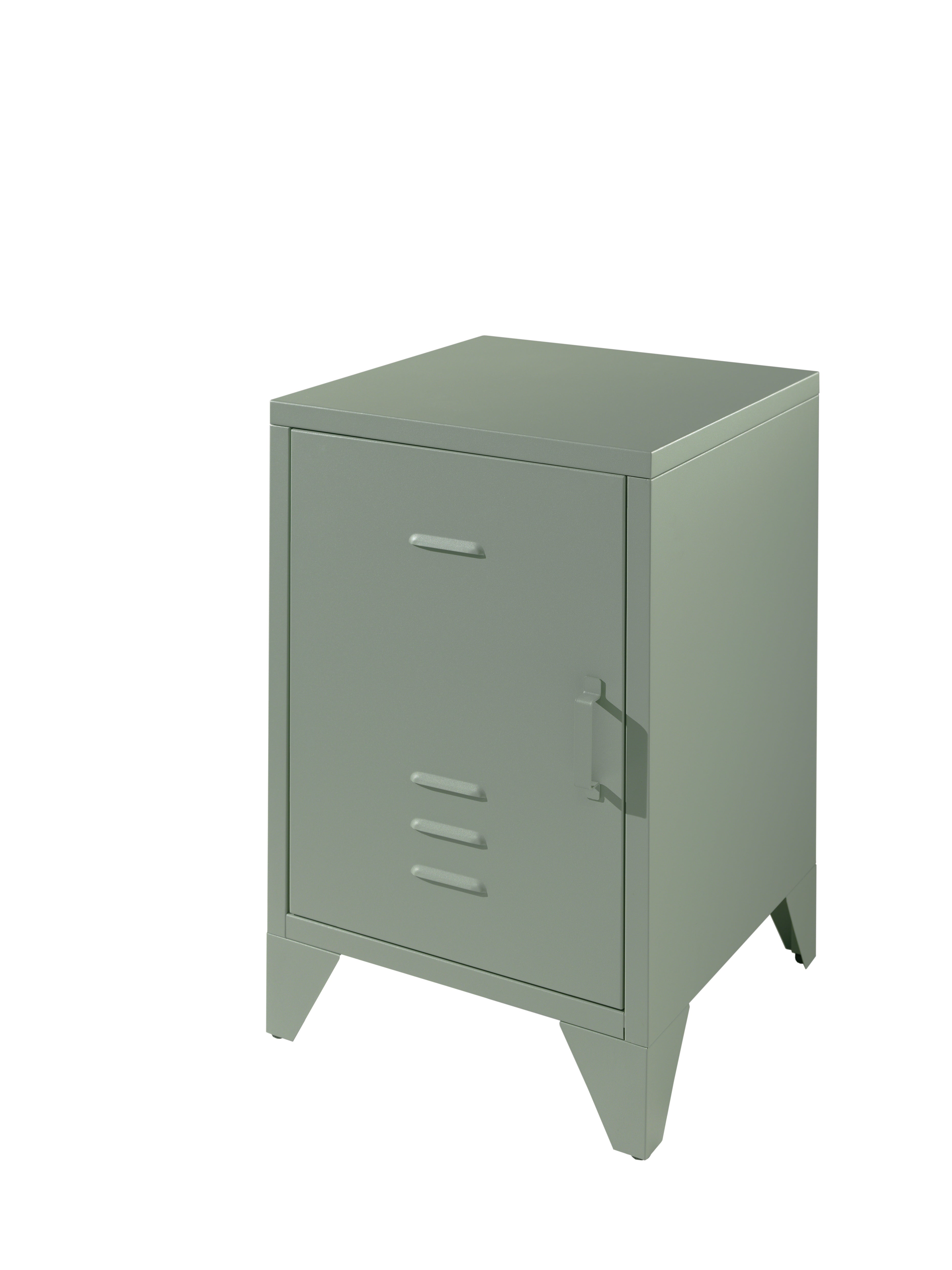 Vipack Bronxx Kids Single Metal Bed with Bedside Locker - Olive Green