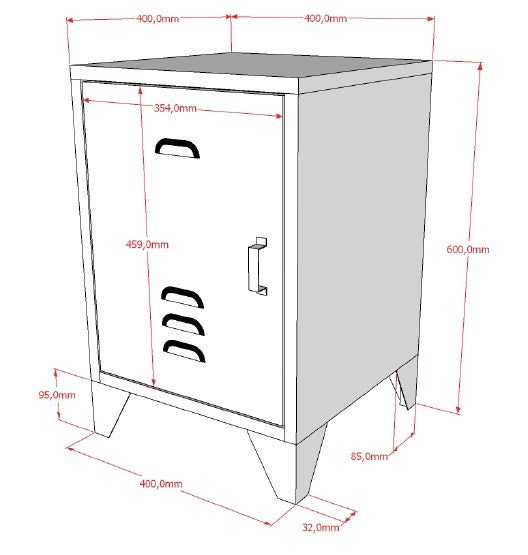 Vipack Bronxx Kids Single Metal Bed with Bedside Locker - Olive Green