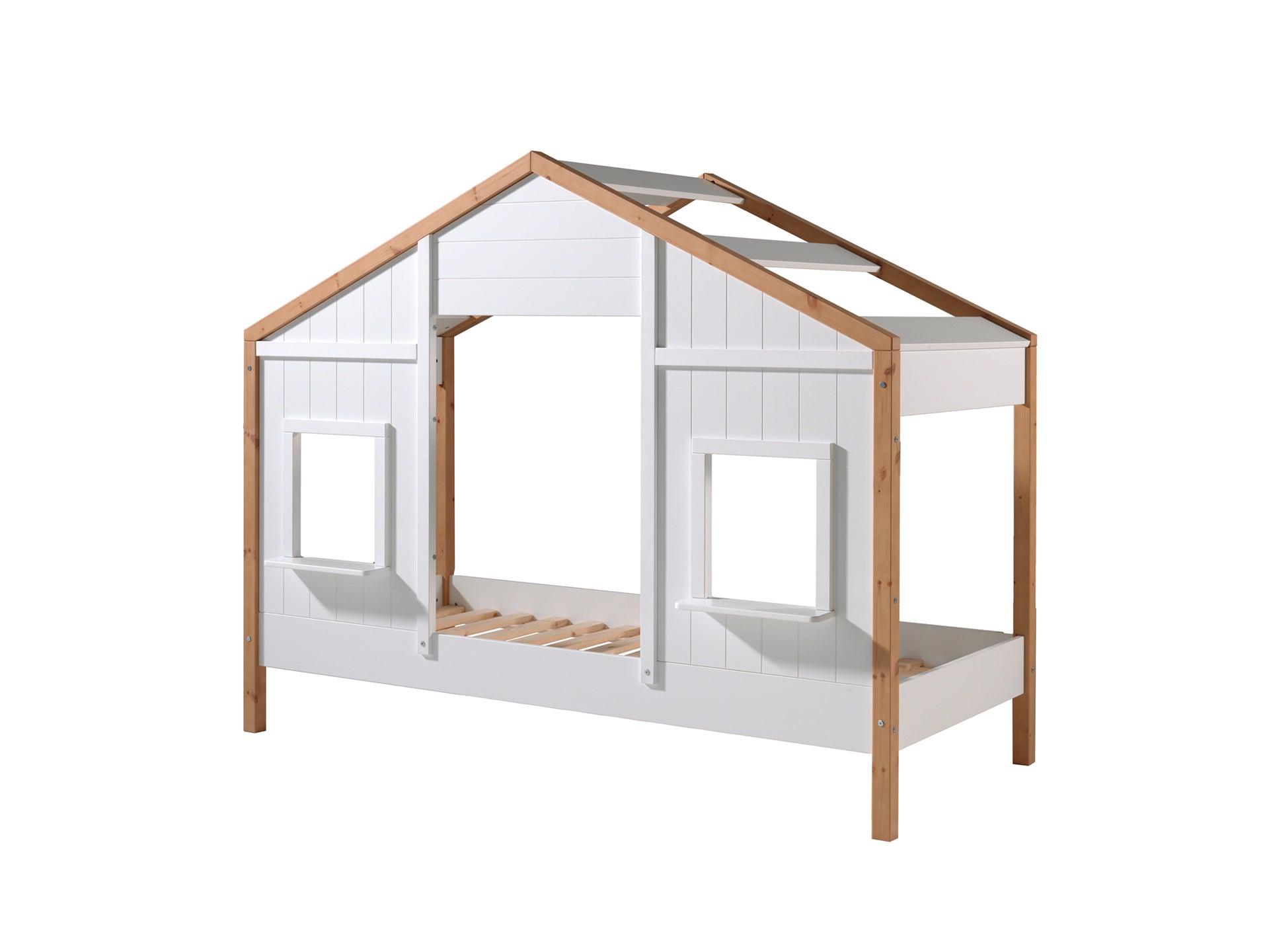 Vipack Babs Kids House Bed - White & Natural