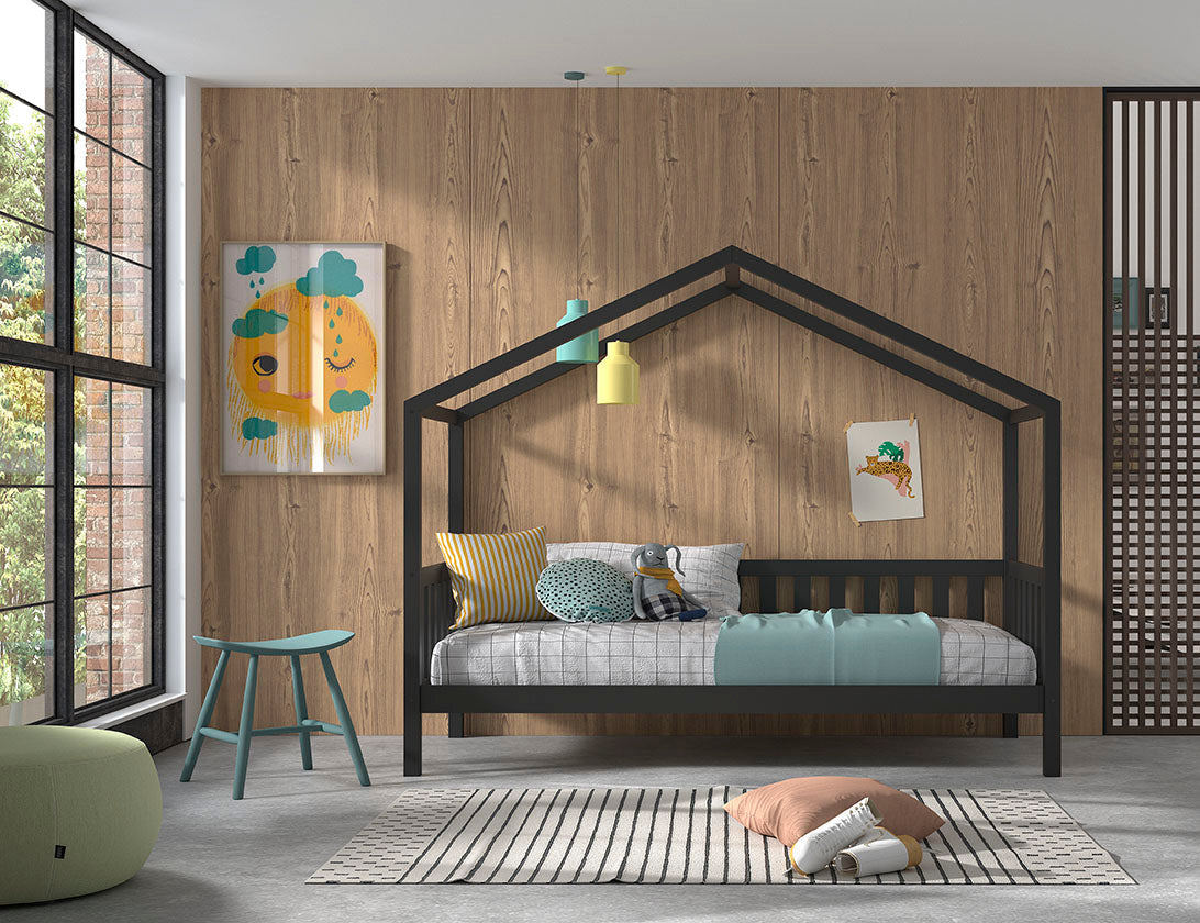 Vipack Dallas Kids House Slatted Day Bed - Anthracite Grey