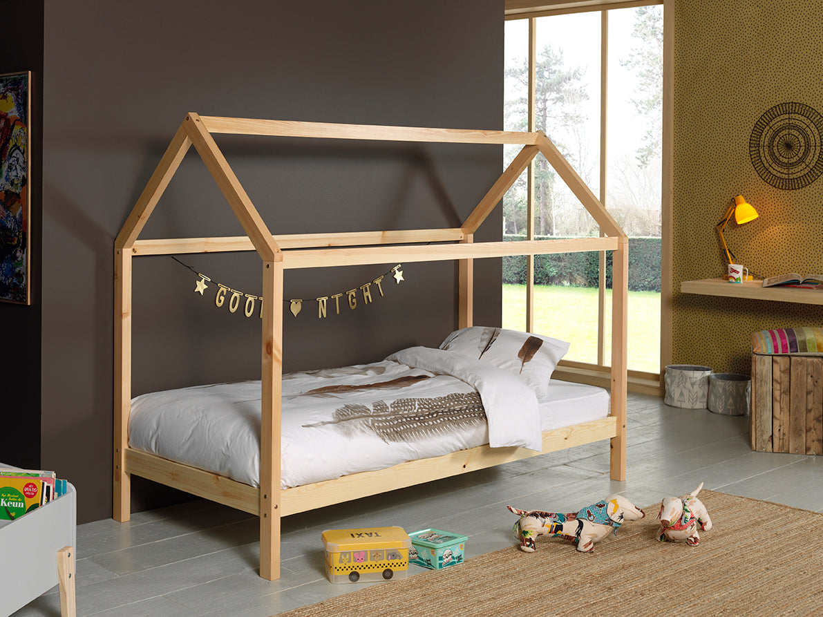 Vipack Dallas Kids House Bed - Natural Wood