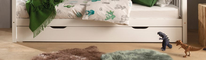 Vipack Dallas Kids House Slatted Day Bed With Trundle & Fabric Canopy - White