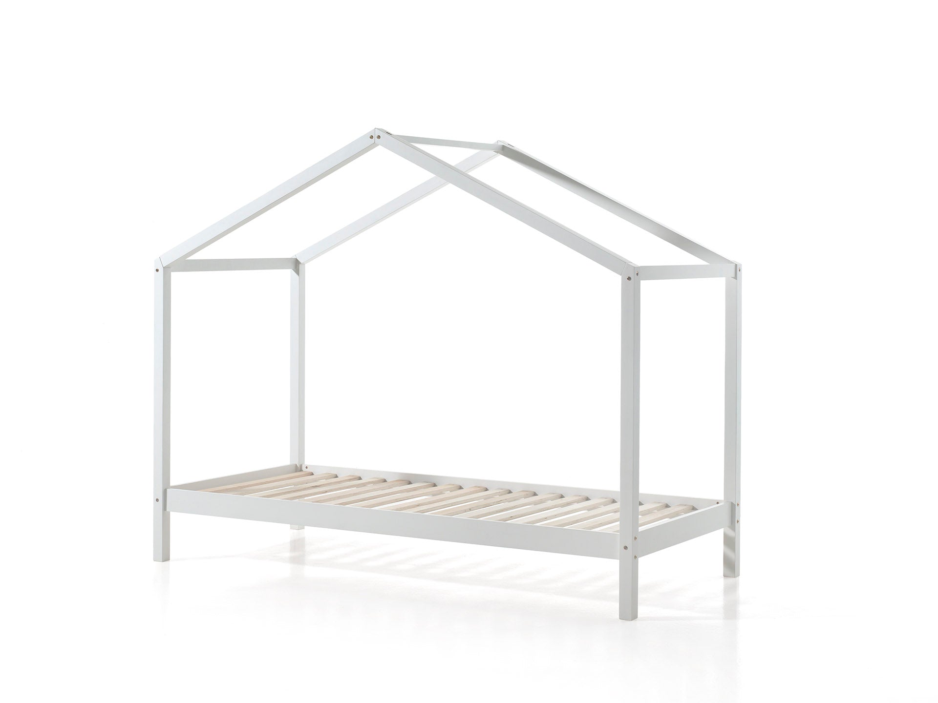 Vipack Dallas Kids House Bed With Fabric Canopy & Trundle - White