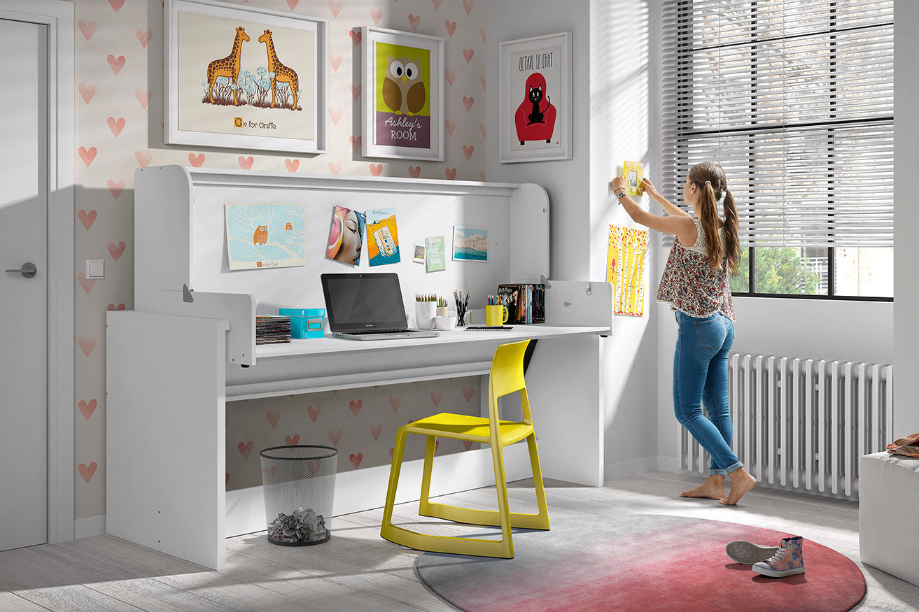 Vipack Denver 2 in 1 Kids Bed with Desk - White