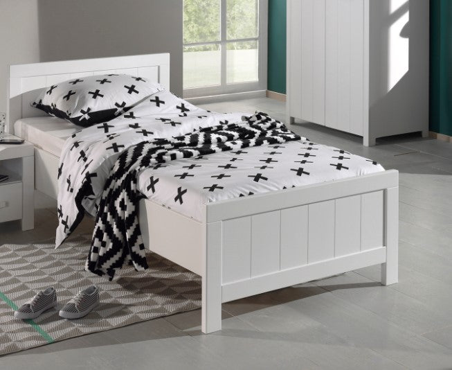 Vipack Erik Kids Single Bed With Slats, Bedside Drawer & 2 Door Wardrobe - White