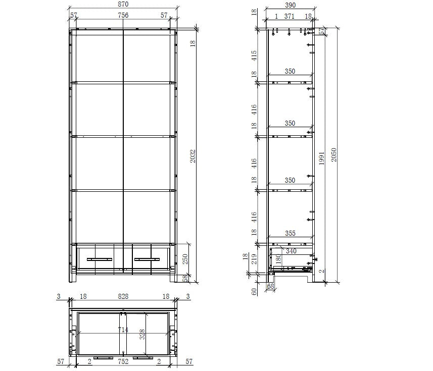Vipack Erik Kids Single Bed With Bedside Drawer, 2 Door Wardrobe, Desk & Bookcase- White