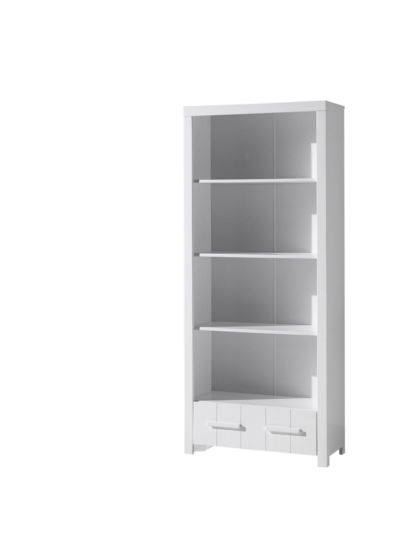 Vipack Erik Kids Single Bed With Slats, Trundle, Bedside Drawer, 2 Door Wardrobe, Desk & Bookcase- White
