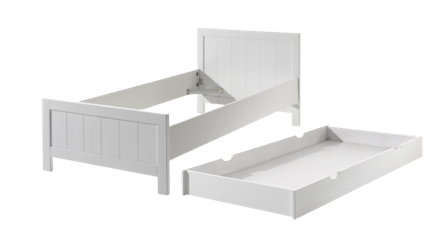 Vipack Erik Kids Single Bed With Trundle - White